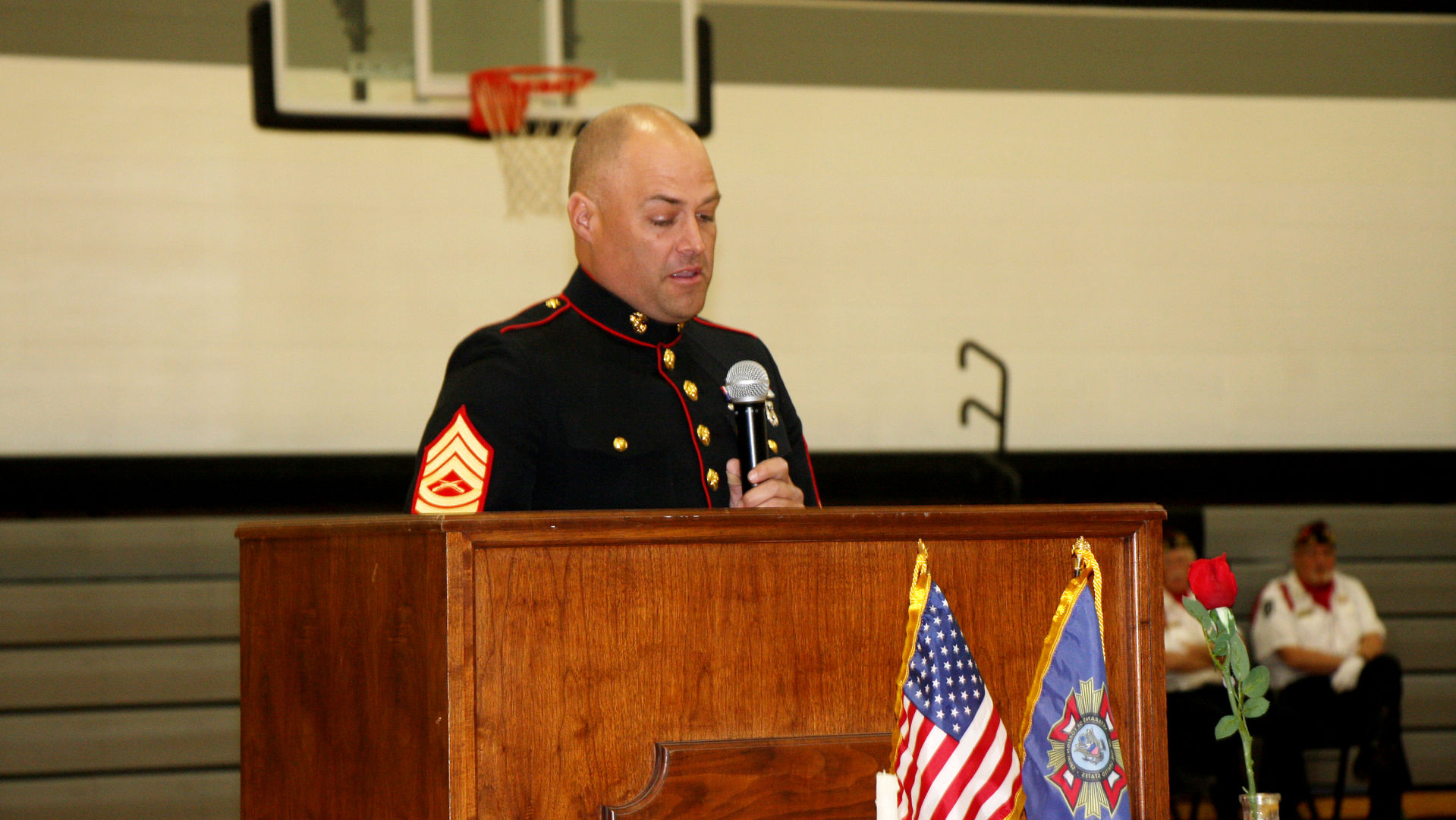 ‘Debt that cannot be repaid’: Marine Veteran thanks all veterans at Maywood Public Schools' Veterans Day ceremony